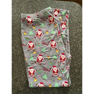 Jolie & Joy Santa Happy Holidays Christmas Tree Candy Cane Leggings Sz M